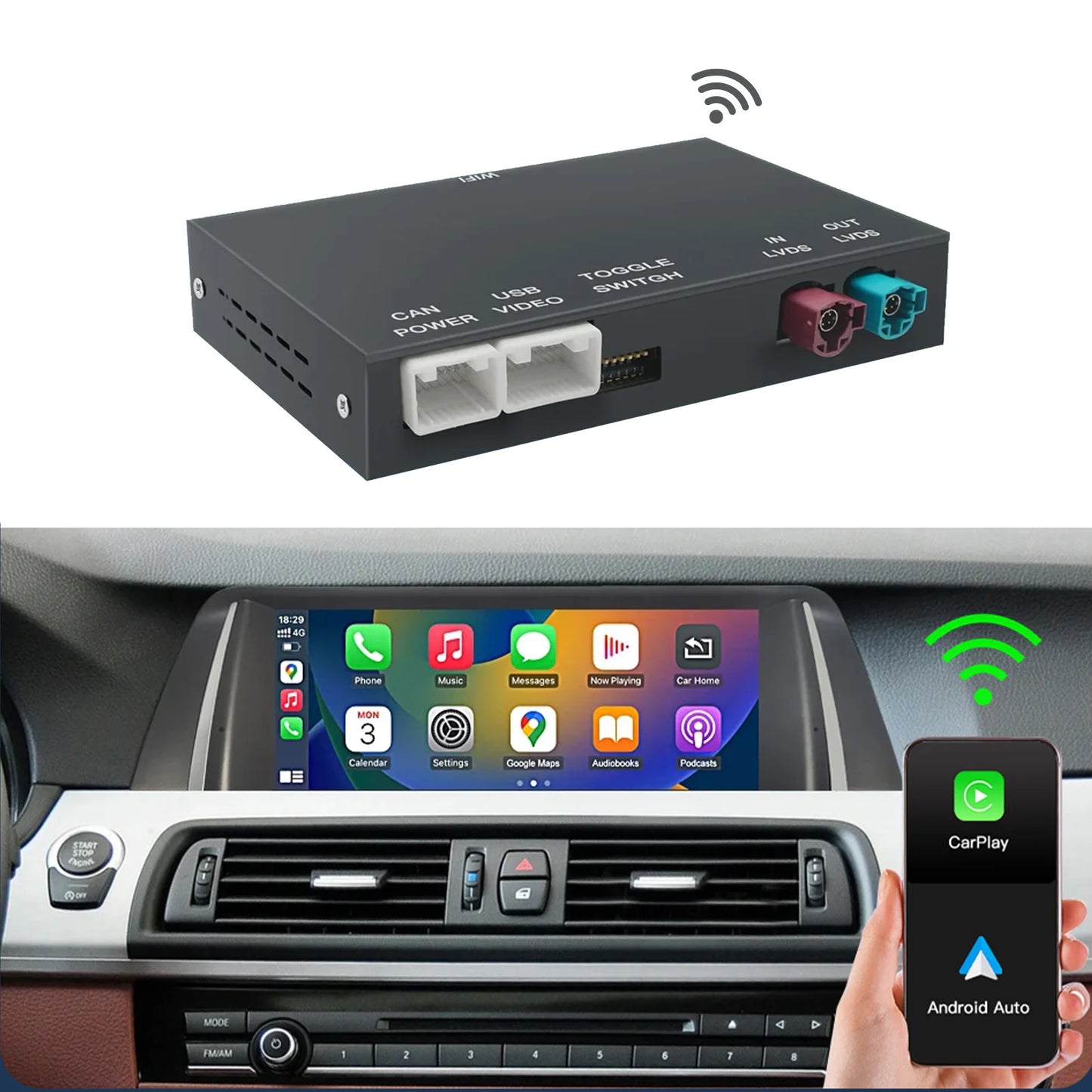 Bluetooth Speaker -Wireless Apple CarPlay Android Auto Box for BMW NBT CIC System F10 F20 F30 F15 F25 E60 E90 1 3 4 5 6 7 Series X1 X3 X4 X5 X6