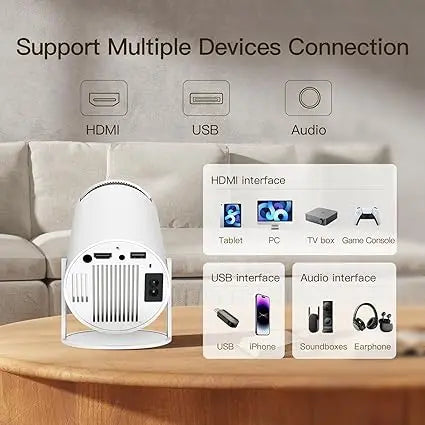 Bluetooth Speaker -Dazzler HY300 Projector 130-inch Mini Projector 4K Android Smart Bluetooth Wifi Portable Led Projector with HiFi Speaker