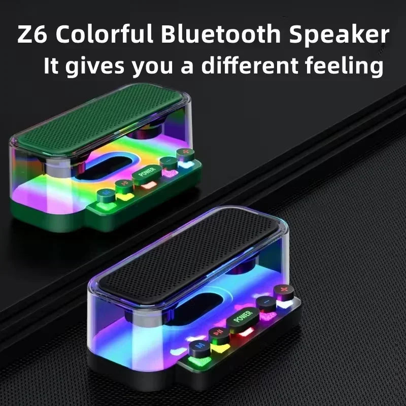 Bluetooth Speaker -Black HIFI Stereo Surround Portable Bluetooth RGB Lights Wireless Bluetooth Speaker PA Desktop Speaker for Outdoor Home Party