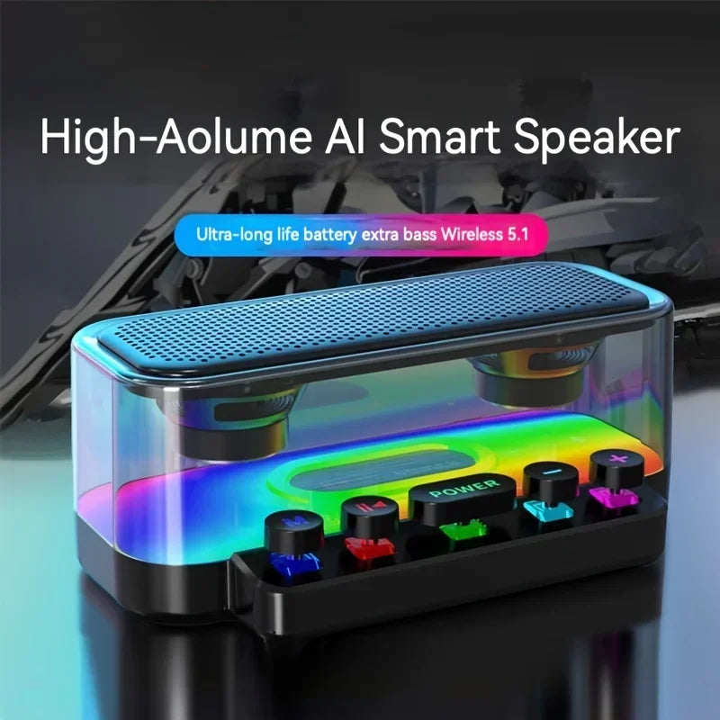 Bluetooth Speaker -Black HIFI Stereo Surround Portable Bluetooth RGB Lights Wireless Bluetooth Speaker PA Desktop Speaker for Outdoor Home Party
