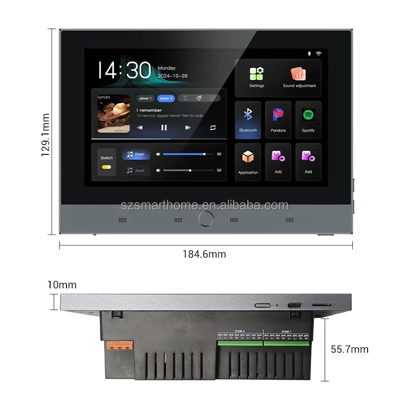 Bluetooth Speaker -Smart Home Audio Set with WiFi 8 20W for Bluetooth In-Wall Amplifier Waterproof Android & Ceiling Speakers Cables-Music Function
