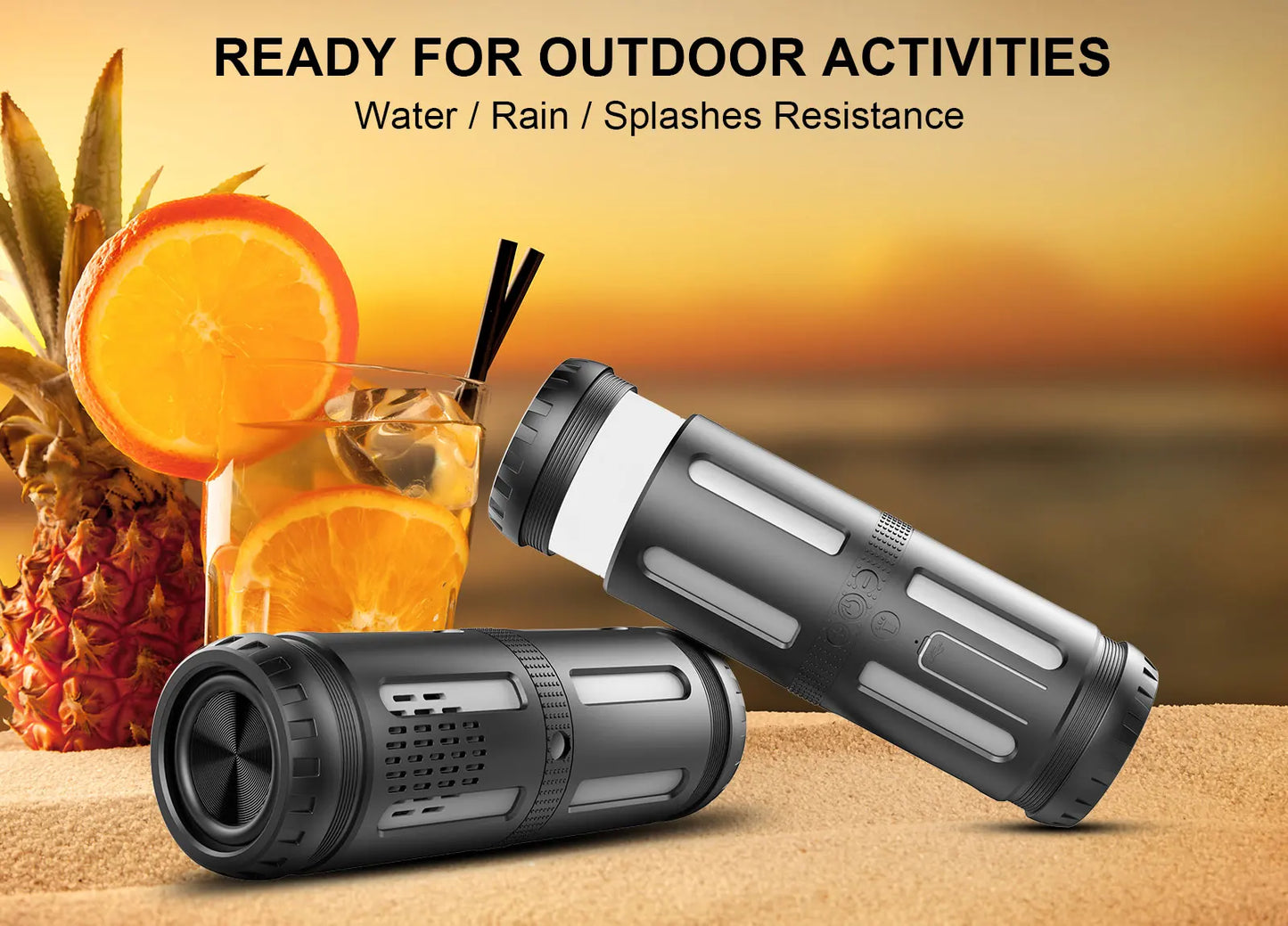 Bluetooth Speaker -HS Waterproof Blue Tooth Speakers Fm Radio With Flashlight Table Lamp Wireless Speaker for Bike,LED Light Hiking Camping