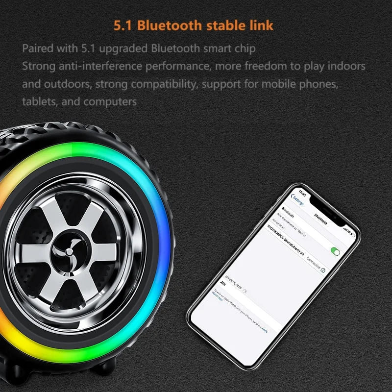 Bluetooth Speaker -2023 New Tire Sound Outdoor Intelligent Portable Bluetooth Sound Portable Multifunctional Subwoofer Card Mini Speaker