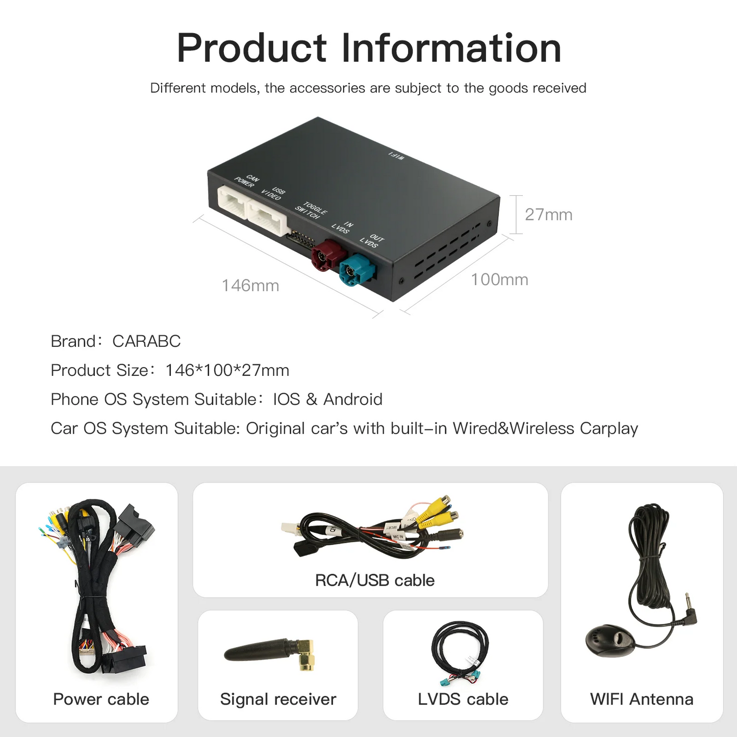 Bluetooth Speaker -Wireless Apple CarPlay Android Auto Box for BMW NBT CIC System F10 F20 F30 F15 F25 E60 E90 1 3 4 5 6 7 Series X1 X3 X4 X5 X6