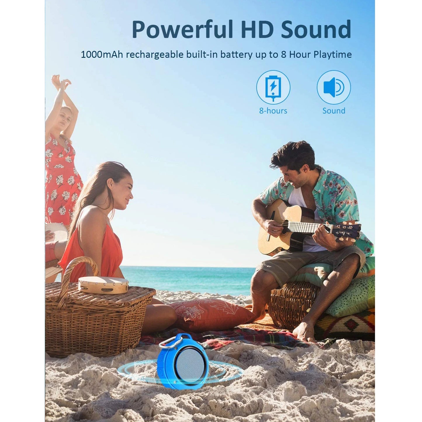 Bluetooth Speaker -Kunodi F4 Outdoor Waterproof Bluetooth Speaker 10W TWS IPX6 Portable Mini Shower Speaker with MIC Enhanced Bass 12H Playtime