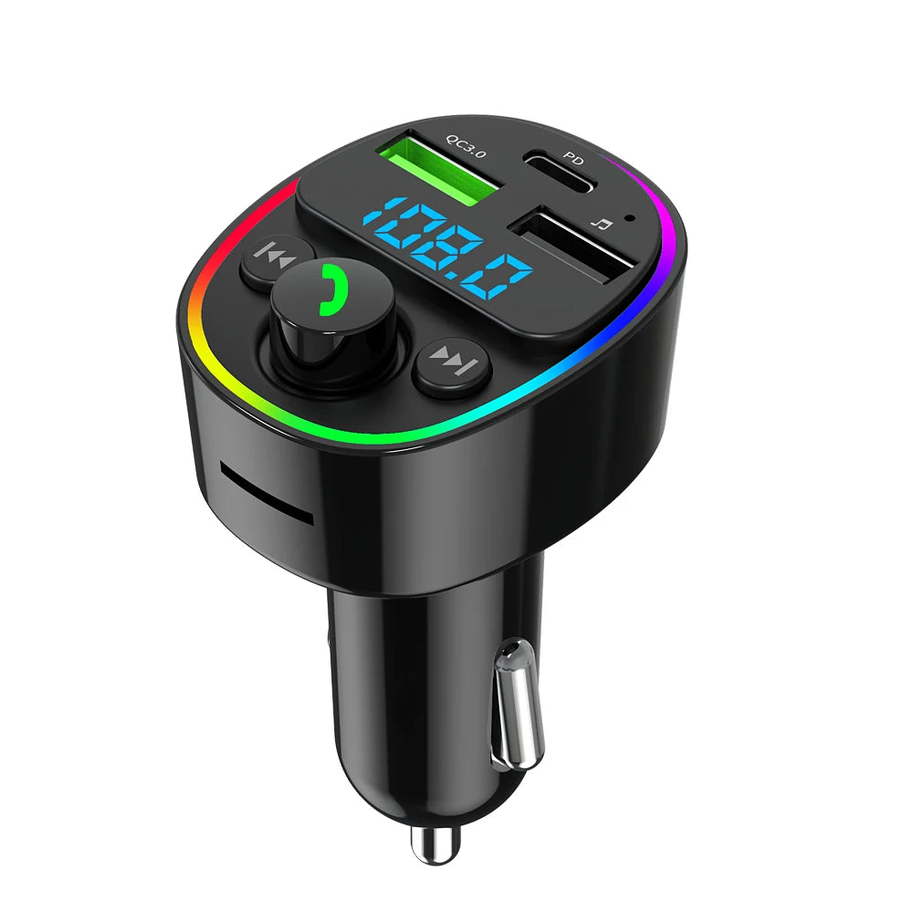 Bluetooth Speaker -PD25W QC Dual USB c 3.1A Wireless Handsfree Audio Car Mp3 Player Car Kit Fast Charger Fm Transmitter Modulator for Car