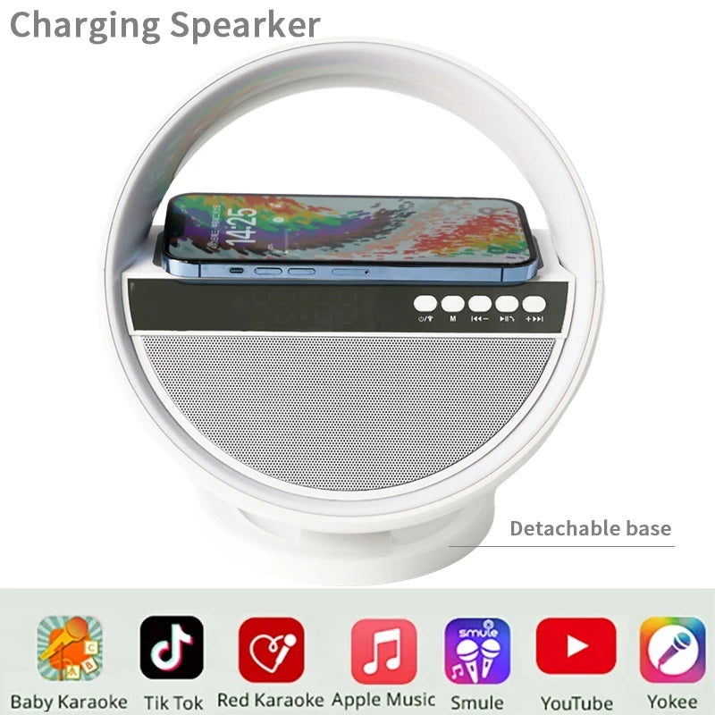 Bluetooth Speaker -Best Selling 15W Wireless Fast Charging BT Speaker App Control Aux USB TF Card Bluetooth Speaker With Digital Alarm Clock