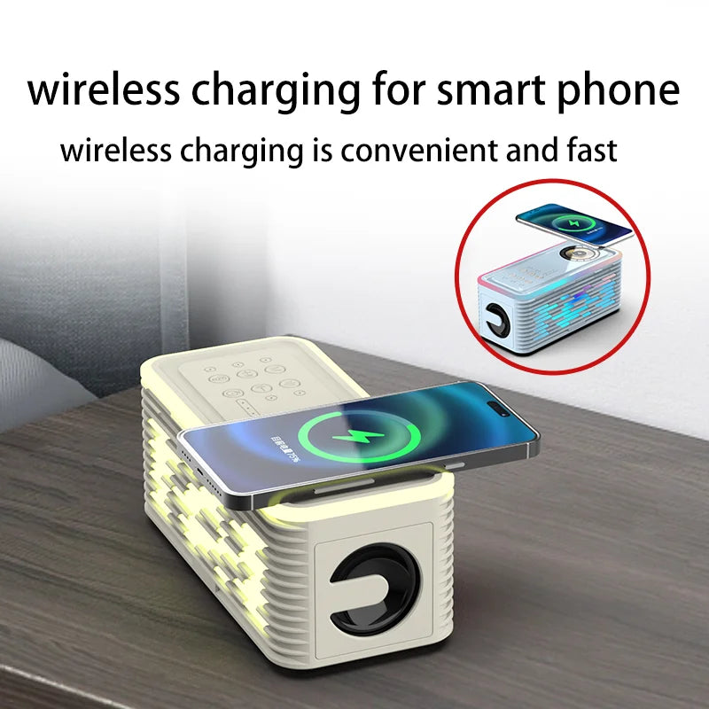 Bluetooth Speaker -CRELANDER Y19 Speakers Wireless Charger Denoise HiFi Stereo Sound Equipment RGB LED Flashing 5.3 Bluetooth Portable Speaker