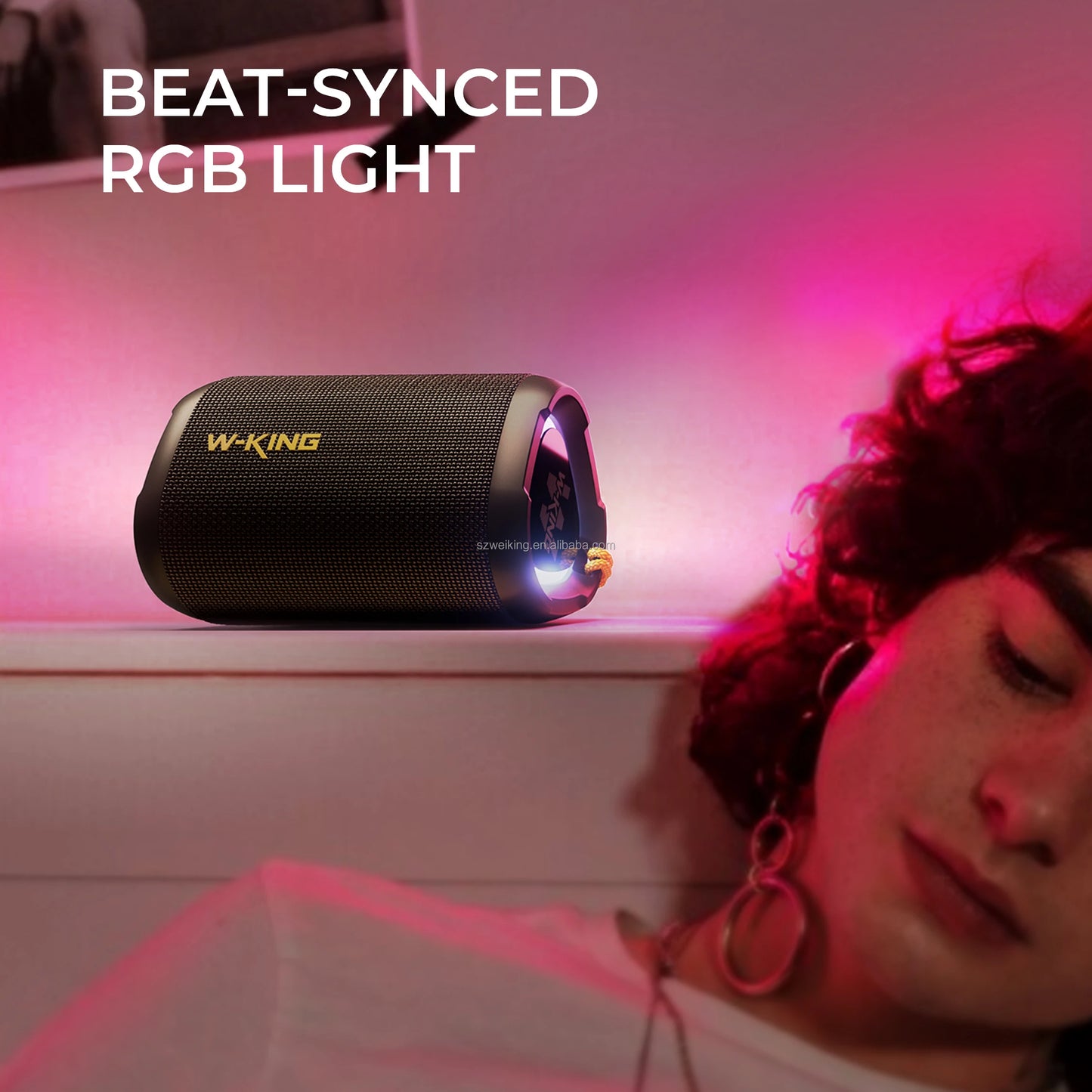 Bluetooth Speaker -IPX6 Waterproof Outdoor Portable Bluetooth Speaker W-King D110 Audio Speaker with RGB TF AUX Wireless Camping Traveling Speaker