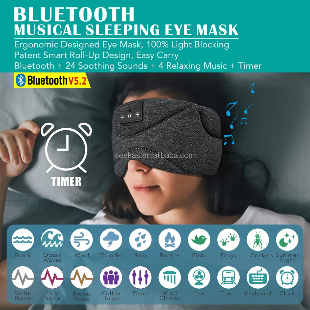 Bluetooth Speaker -Bluetooth Sleep Headphones with Ultra Soft Thin Speakers for Side Sleeper Sleep Mask With Built-in 20 Soothing Sound White Noise