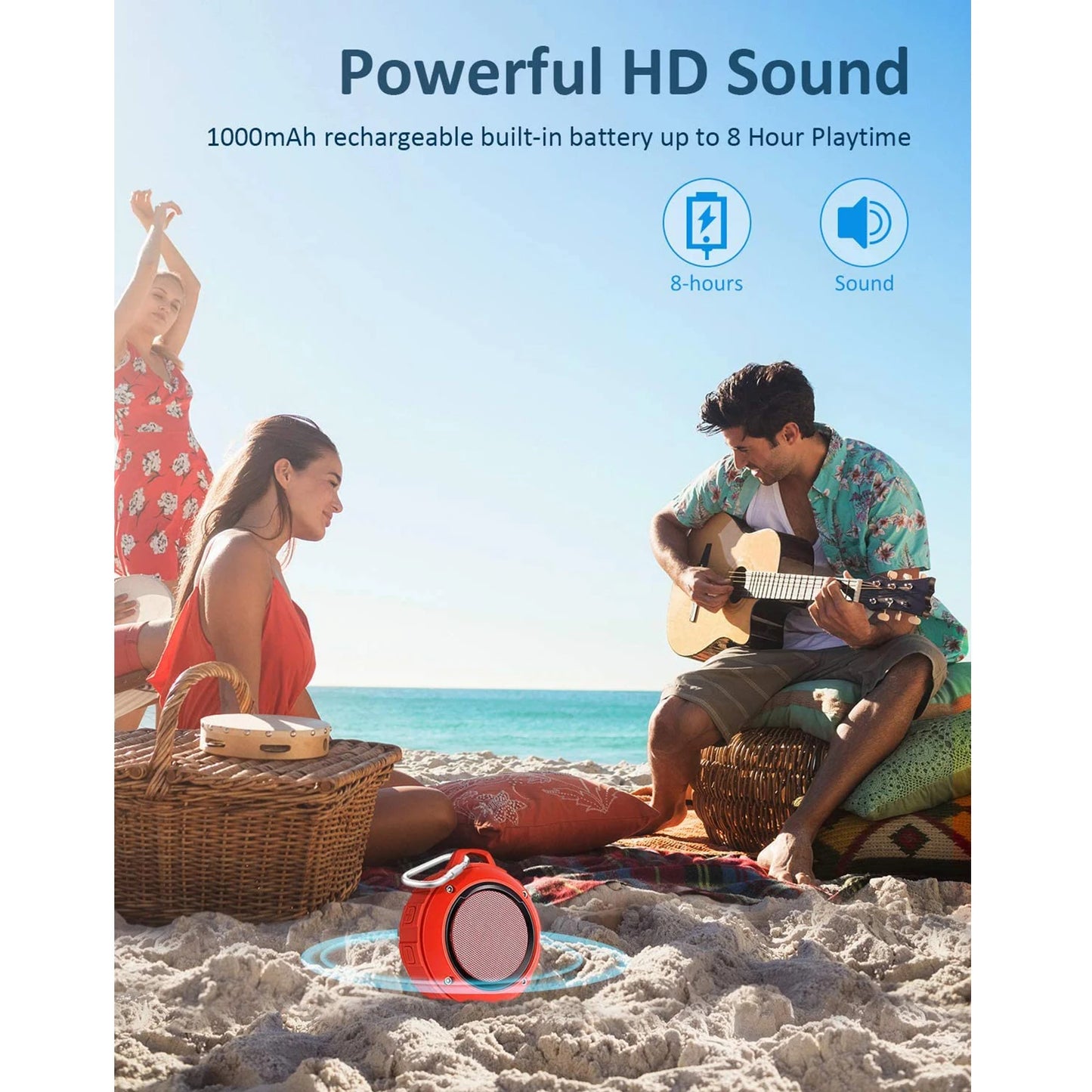 Bluetooth Speaker -Kunodi F4 Outdoor Waterproof Bluetooth Speaker 10W TWS IPX6 Portable Mini Shower Speaker with MIC Enhanced Bass 12H Playtime