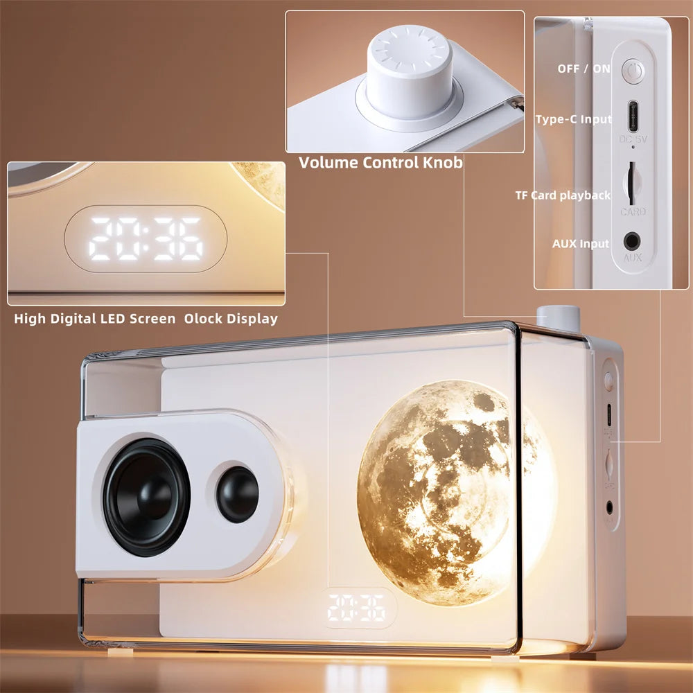 Bluetooth Speaker -Desktop M6 Transparent Speaker RGB Light Bass HIFI Wireless Bluetooth Speaker with TF Card Playback AUX Input