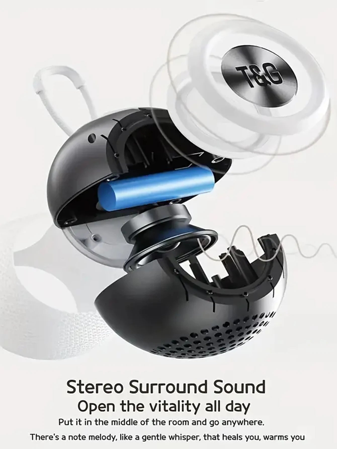 Bluetooth Speaker -TG337 BlueTooth Speaker Wireless Colorful Lamp Fabric USB TF Aux Subwoofer Outdoor Portable Mini Speaker