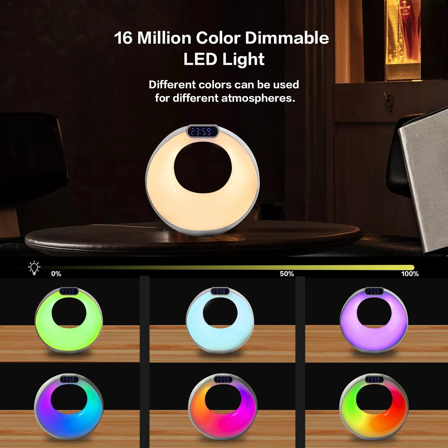 Bluetooth Speaker -New Style Portable Wireless Gaming Speaker with Mixed Colorful LED Alarm Clock Lights Multifunction Outdoor Party Smart Speaker