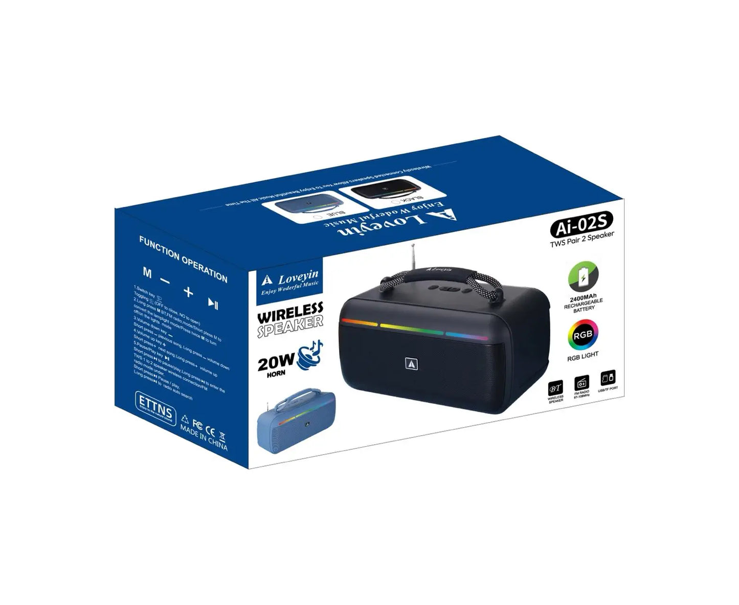 Bluetooth Speaker -20W Boombox Portable Outdoor Speakers Wireless Music Player Subwoofer Home Gift Boss Speaker With FM Radio Blue-tooth OEM Solar