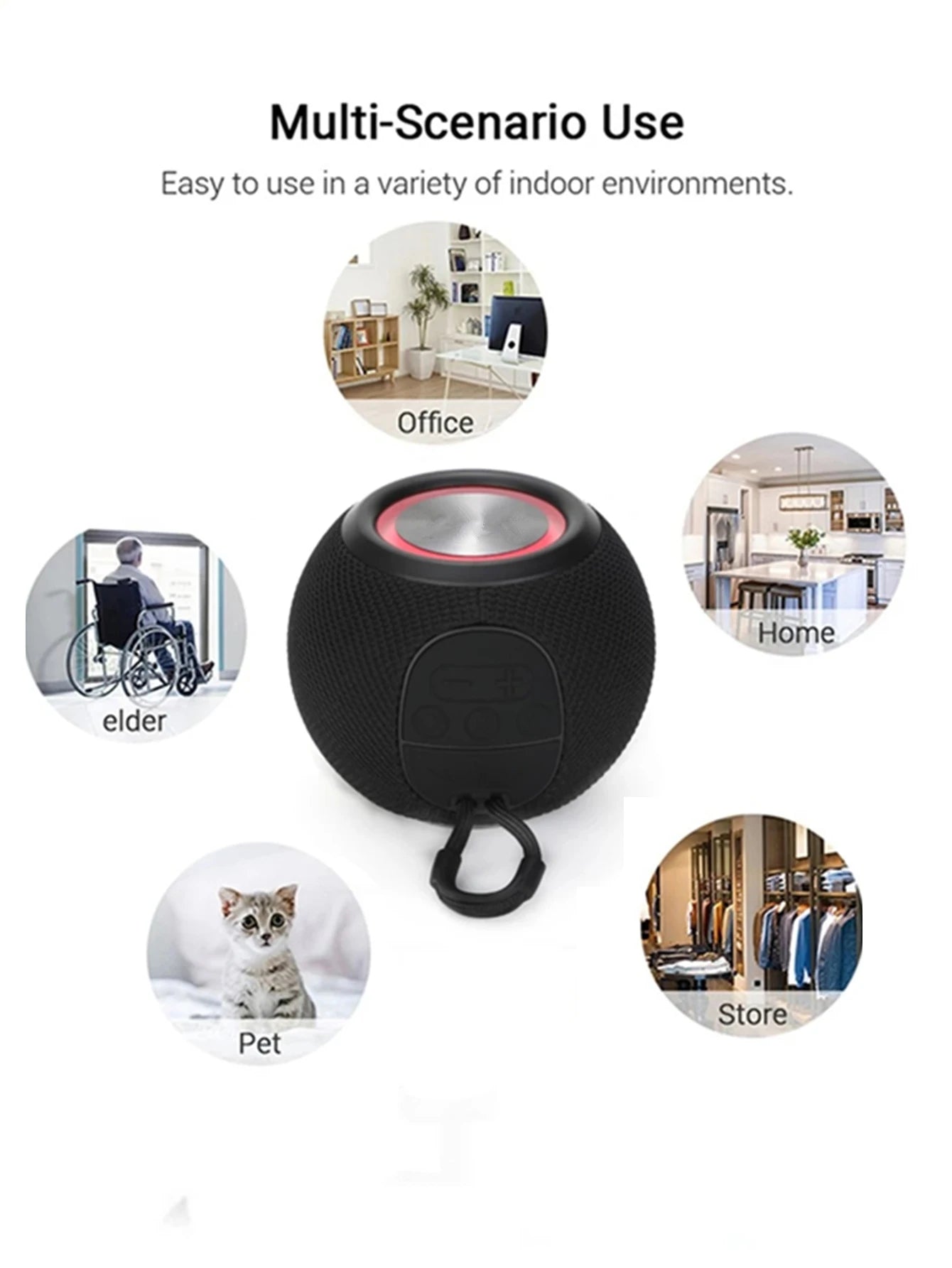 Bluetooth Speaker -TG337 BlueTooth Speaker Wireless Colorful Lamp Fabric USB TF Aux Subwoofer Outdoor Portable Mini Speaker