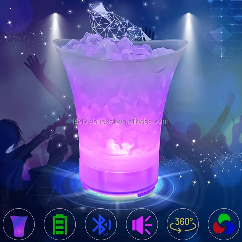 Bluetooth Speaker -Ice Bucket Wireless 360 Stereo Surround for Beach for Party, Wedding, KTV Portable Speaker with LED Light Show Ice B