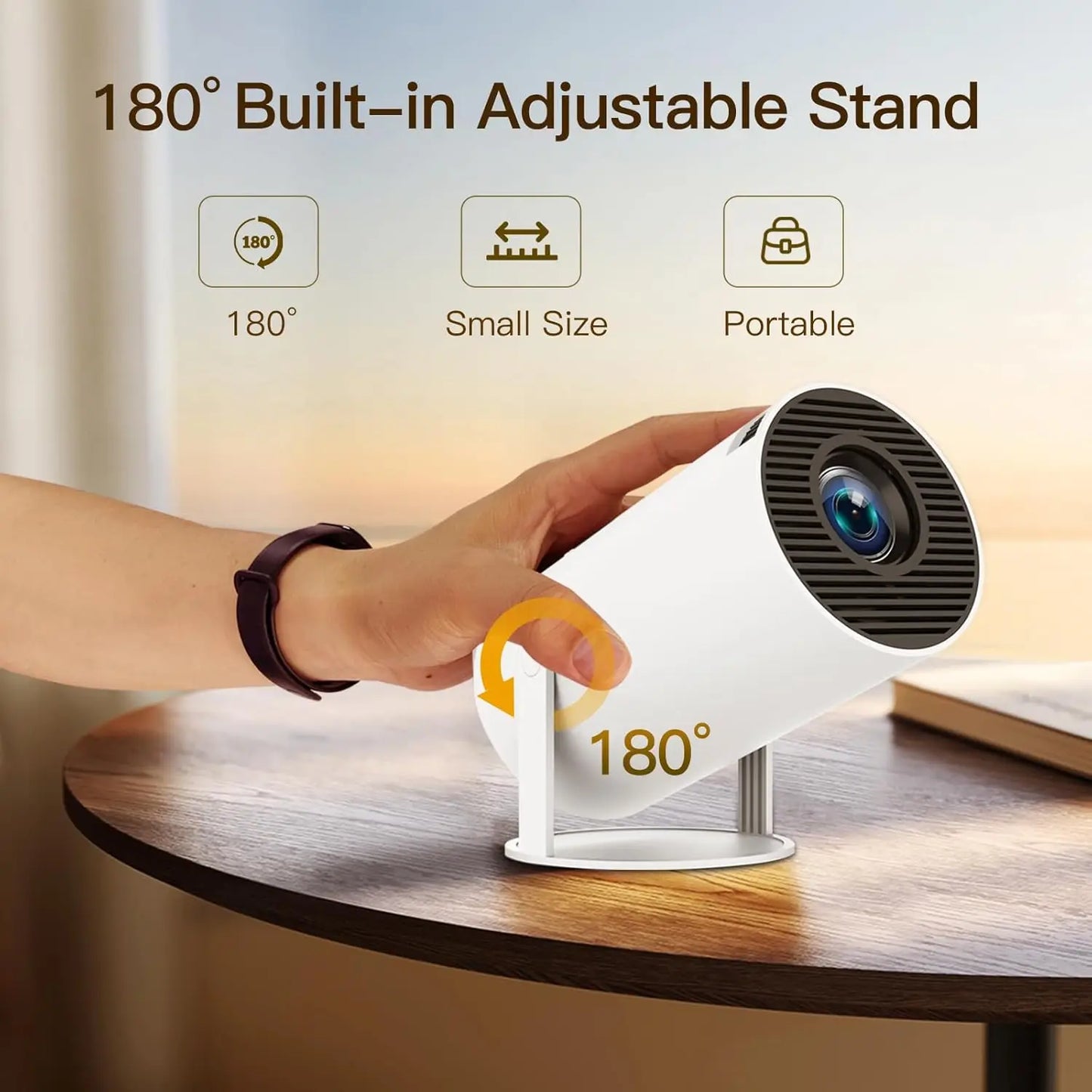 Bluetooth Speaker -Dazzler HY300 Projector 130-inch Mini Projector 4K Android Smart Bluetooth Wifi Portable Led Projector with HiFi Speaker