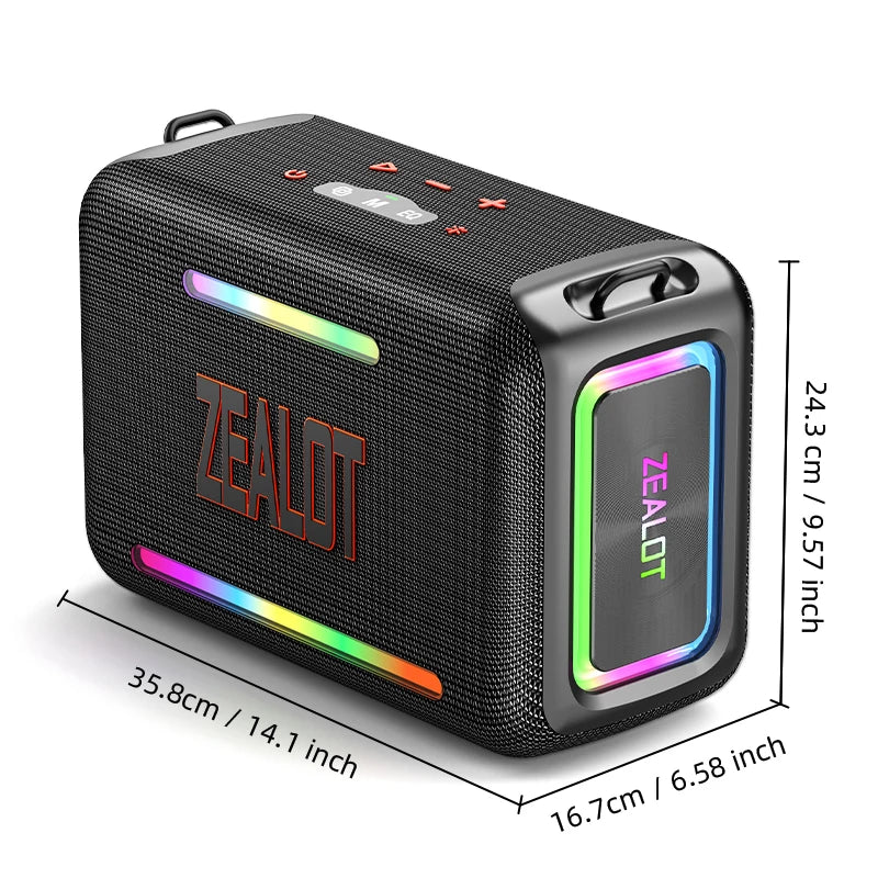 Bluetooth Speaker -120W Zealot S95 for Bluetooth Speaker with RGB LED Lighting High Power Party Audio Device