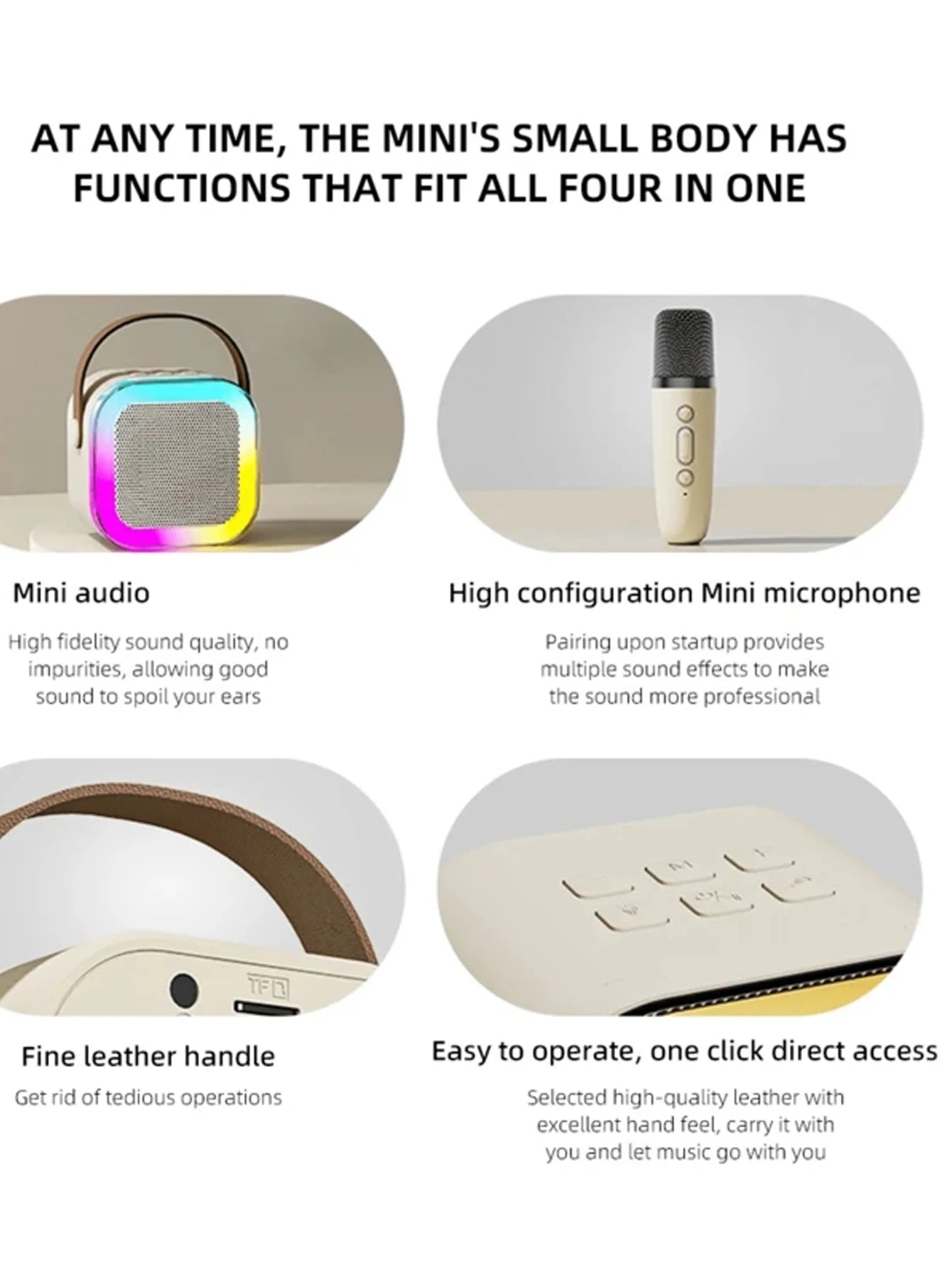 Bluetooth Speaker -1 Mic K12 Karaoke Machine Bluetooth Speaker Wireless Microphones RGB LED Colorful Lights Ambient Lighting Singing Speaker