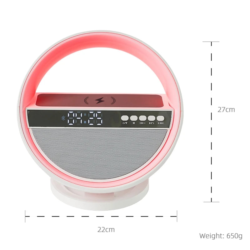 Bluetooth Speaker -Best Selling 15W Wireless Fast Charging BT Speaker App Control Aux USB TF Card Bluetooth Speaker With Digital Alarm Clock