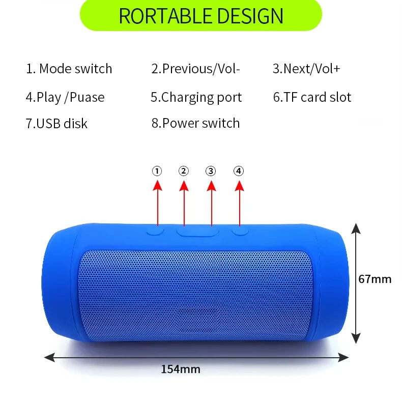 Bluetooth Speaker -J006 Charge2+ Mini Desktop Wireless USB TF Radio BT Speaker with Iron Mesh Stylish and Practical