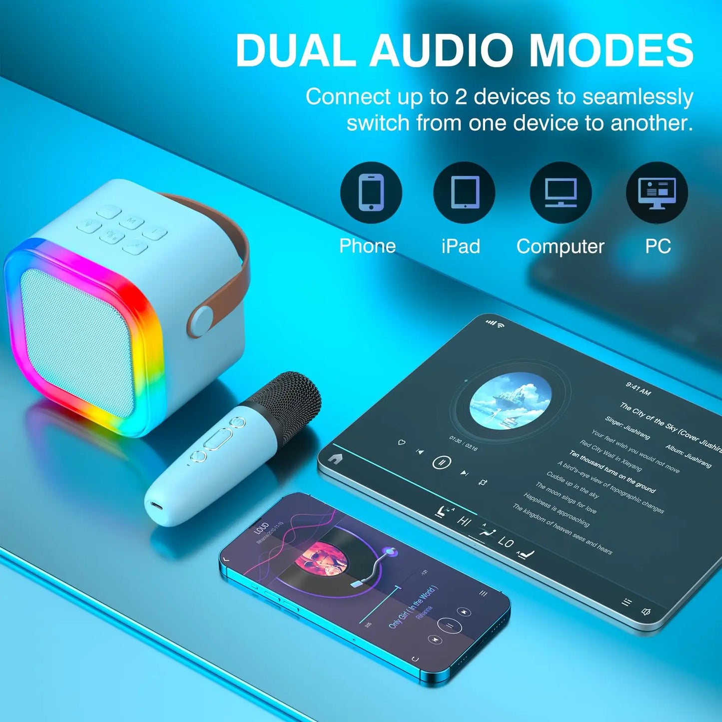 Bluetooth Speaker -Hot Selling K12 Wireless Speaker with 2 Microphones High Quality Portable BT Music Karaoke Audio Sound Box with TF Card Slot