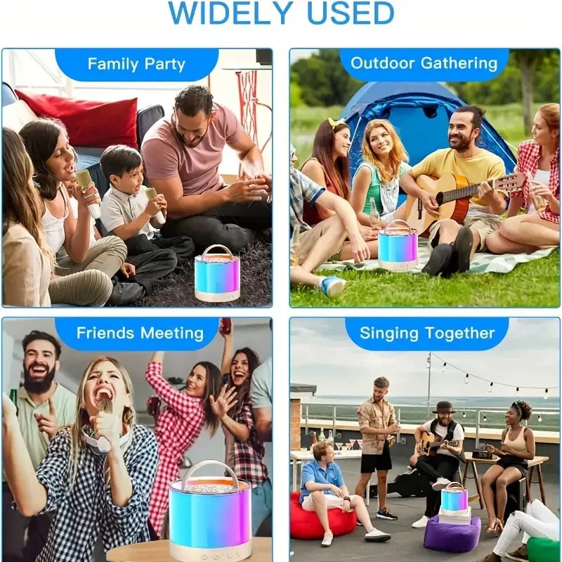 Bluetooth Speaker -K52 Mini Wireless Bluetooth Karaoke Speaker for Kids with LED Light Two Wireless Microphones Gifts for Boys Girls Birthday