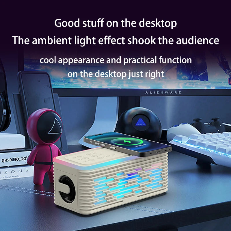 Bluetooth Speaker -CRELANDER Y19 Speakers Wireless Charger Denoise HiFi Stereo Sound Equipment RGB LED Flashing 5.3 Bluetooth Portable Speaker