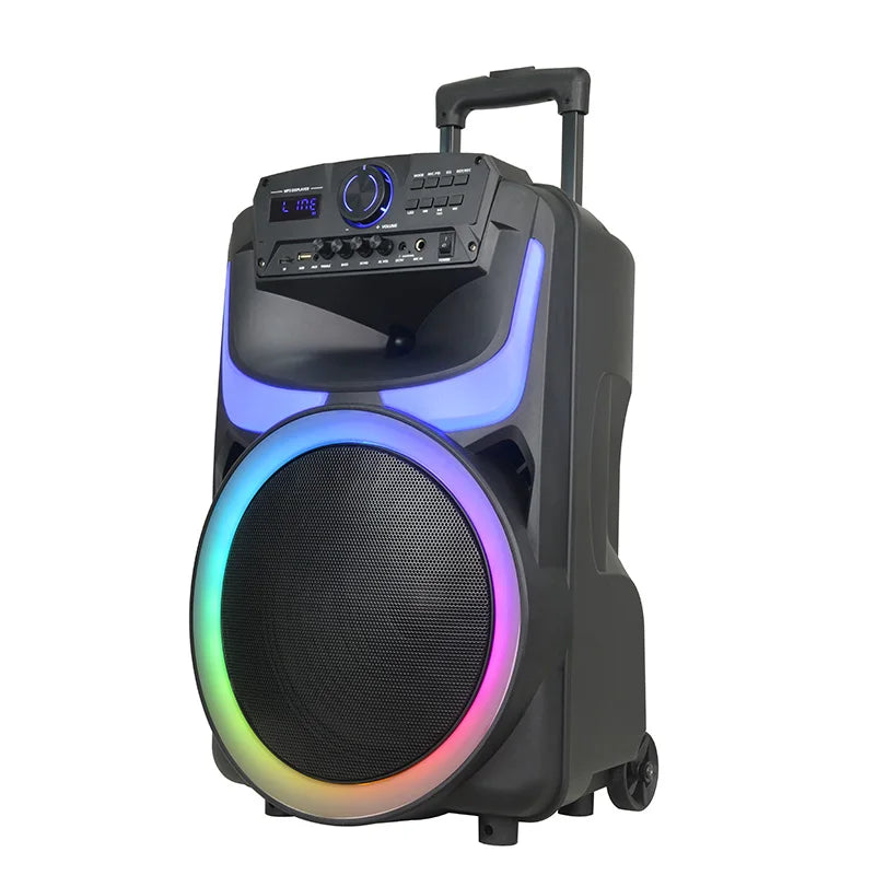Bluetooth Speaker -Altavoz De Karaoke Big Speakers Outdoor Dj Party Altavoces De Escenario Bocinas De 15 Pulgadas Trolley Speaker With Wireless Mic