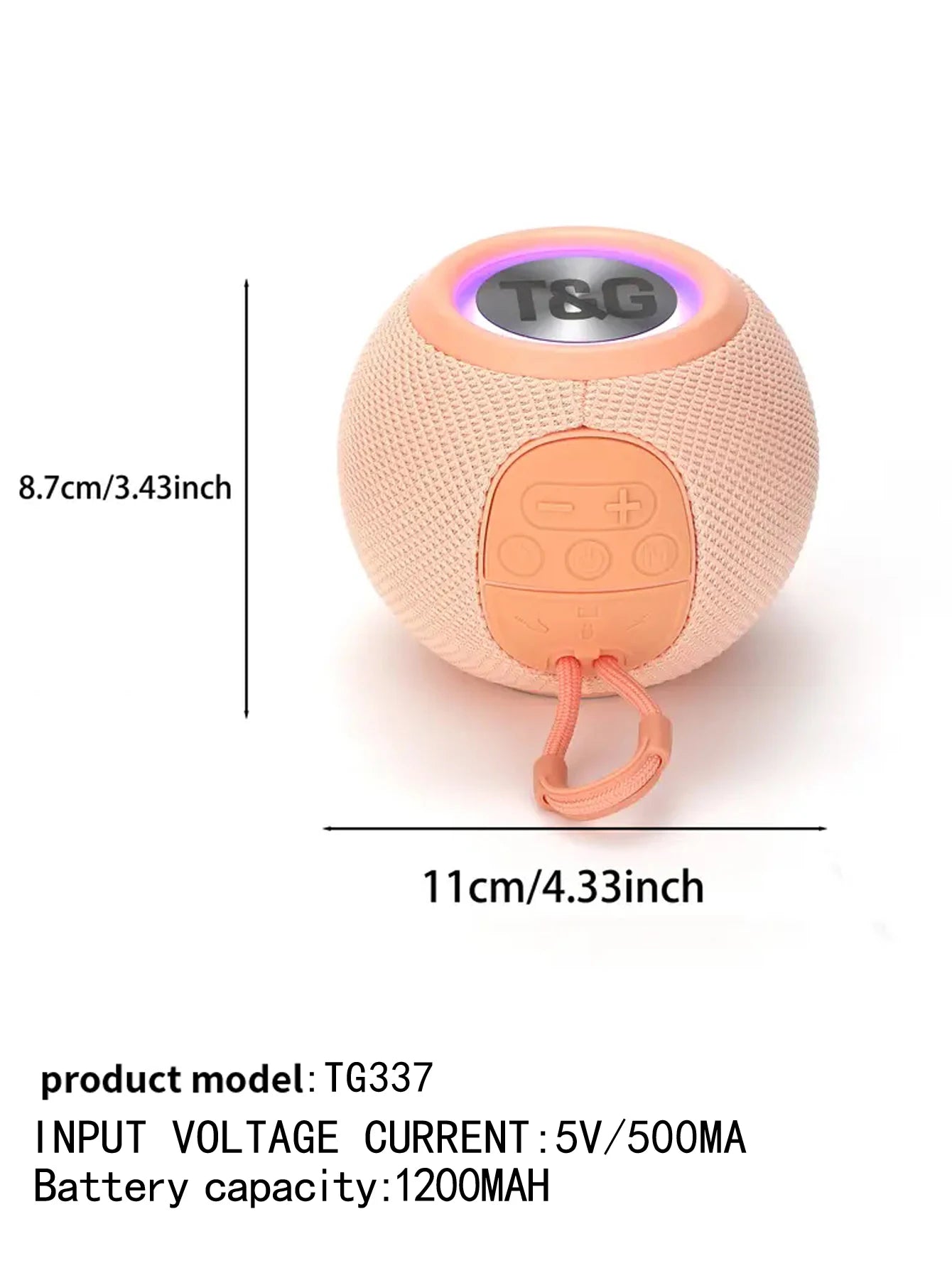Bluetooth Speaker -TG337 BlueTooth Speaker Wireless Colorful Lamp Fabric USB TF Aux Subwoofer Outdoor Portable Mini Speaker
