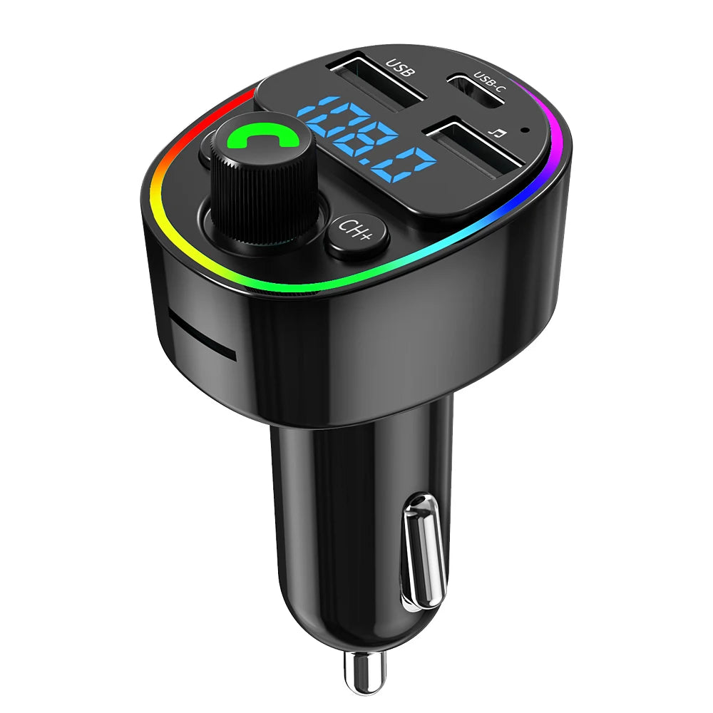 Bluetooth Speaker -PD25W QC Dual USB c 3.1A Wireless Handsfree Audio Car Mp3 Player Car Kit Fast Charger Fm Transmitter Modulator for Car