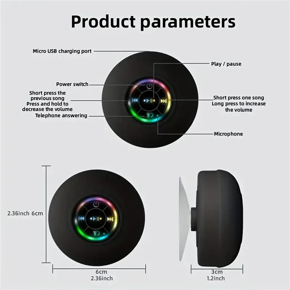 Bluetooth Speaker -2024 Wholesale Mini Portable Shower Waterproof Wireless BT Speaker With Large Suction