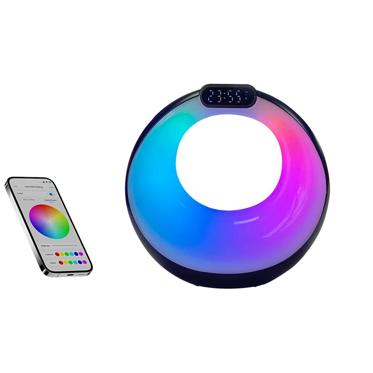 Bluetooth Speaker -New Style Portable Wireless Gaming Speaker with Mixed Colorful LED Alarm Clock Lights Multifunction Outdoor Party Smart Speaker
