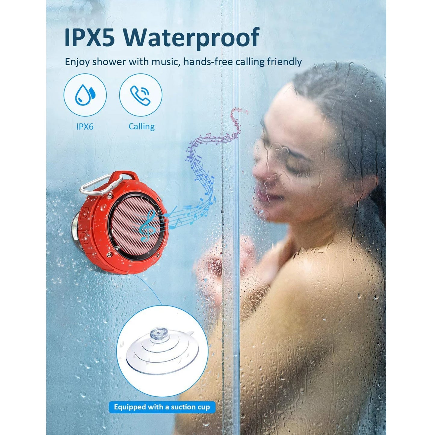 Bluetooth Speaker -Kunodi F4 Outdoor Waterproof Bluetooth Speaker 10W TWS IPX6 Portable Mini Shower Speaker with MIC Enhanced Bass 12H Playtime