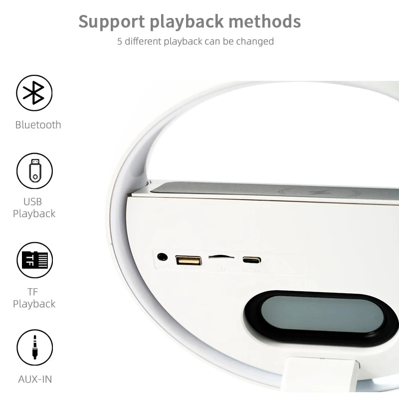 Bluetooth Speaker -Best Selling 15W Wireless Fast Charging BT Speaker App Control Aux USB TF Card Bluetooth Speaker With Digital Alarm Clock