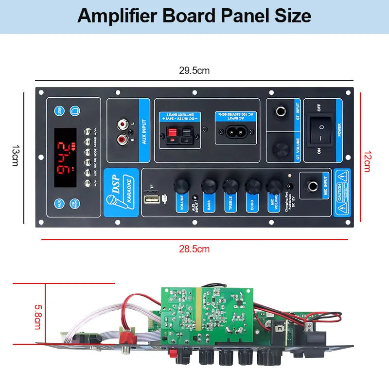 Bluetooth Speaker -VIRE High Power DSP Bluetooth Amplifier Board 8-18 Inch Trolley Speaker Outdoor Audio Amp Module 60W Mono Stereo Amp