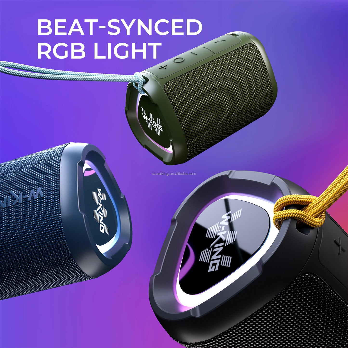 Bluetooth Speaker -IPX6 Waterproof Outdoor Portable Bluetooth Speaker W-King D110 Audio Speaker with RGB TF AUX Wireless Camping Traveling Speaker