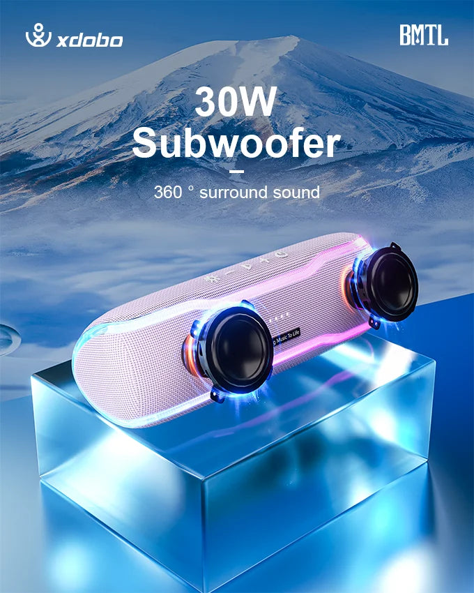 Bluetooth Speaker -Xdobo Mini Blue Tooth 30 w Waterproof Ipx 7 Bt 5.3 Wireless Speaker with Rgb Light