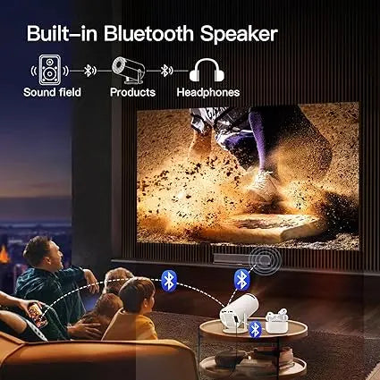 Bluetooth Speaker -Dazzler HY300 Projector 130-inch Mini Projector 4K Android Smart Bluetooth Wifi Portable Led Projector with HiFi Speaker