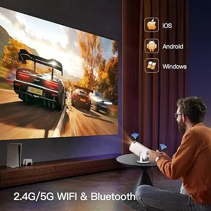 Bluetooth Speaker -Dazzler HY300 Projector 130-inch Mini Projector 4K Android Smart Bluetooth Wifi Portable Led Projector with HiFi Speaker