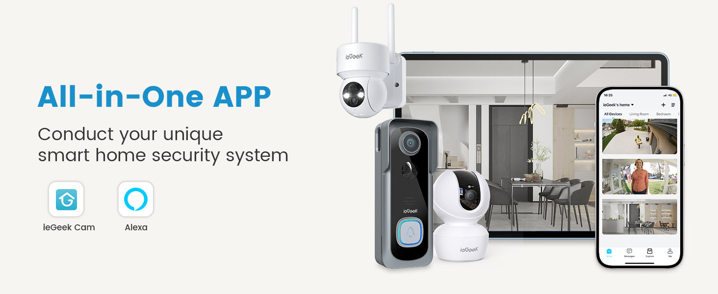 ieGeek 2K Doorbell Camera Wireless -Video Doorbell with Chime Ringer, Smart Wifi Doorbell AI & PIR Motion Detection