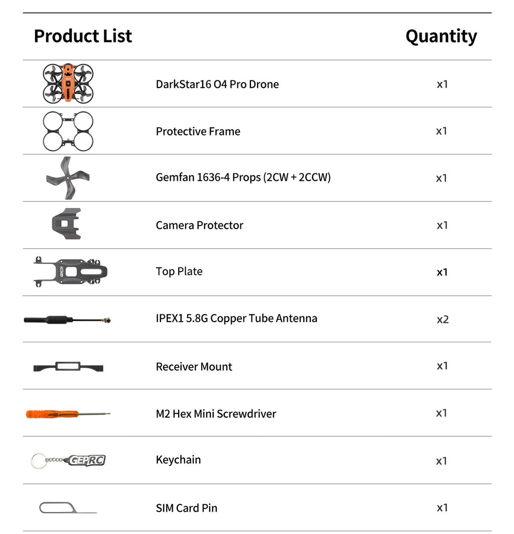 DarkStar16 1.6-Inch FPV Racing Quadcopter with High-KV Motors Tidesmit