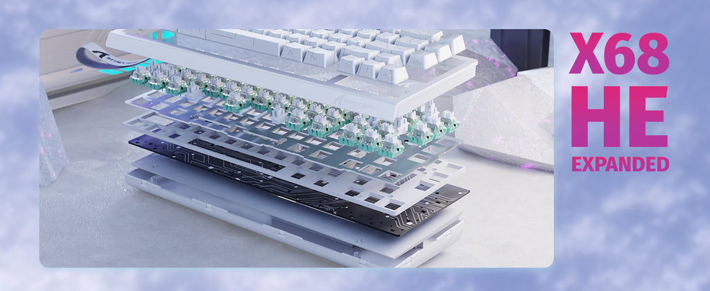 ATTACK SHARK X68 HE Rapid Trigger Keyboard Magnetic Switch 60% Wired 8KHz Hot Swappable Keyboard With RGB Lighting PBT Double-sh