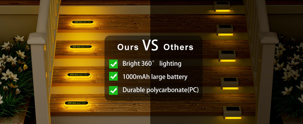 5 Years Lifespan 4 Pack Solar Deck Lights IP68 Waterproof Auto On/Off 5-Ton Anti-Pressure LED Step Lights for Garden Yard solar Path lighting