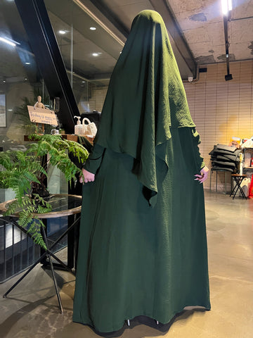 Crepe Khimar Set Boat Neck Two-Piece Abaya Hijab Muslim Maxi Dress hijab headsarf
