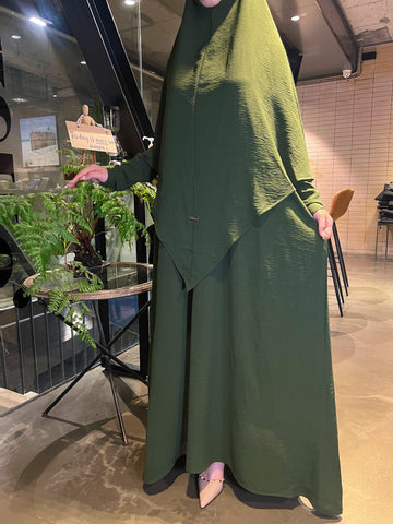 Crepe Khimar Set Boat Neck Two-Piece Abaya Hijab Muslim Maxi Dress hijab headsarf