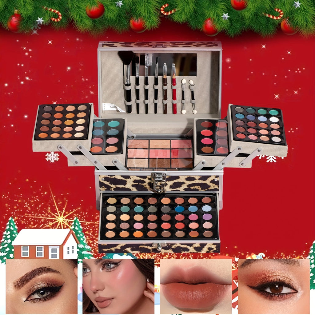 Multifunctional luxury makeup set-fully equipped, including makeup brush set, eyeshadow palette, lip gloss, lipstick, blush, contour, foundation, eyebrow pencil, etc., easy to carry, suitable for makeup beginners - perfect ma Tidesmit