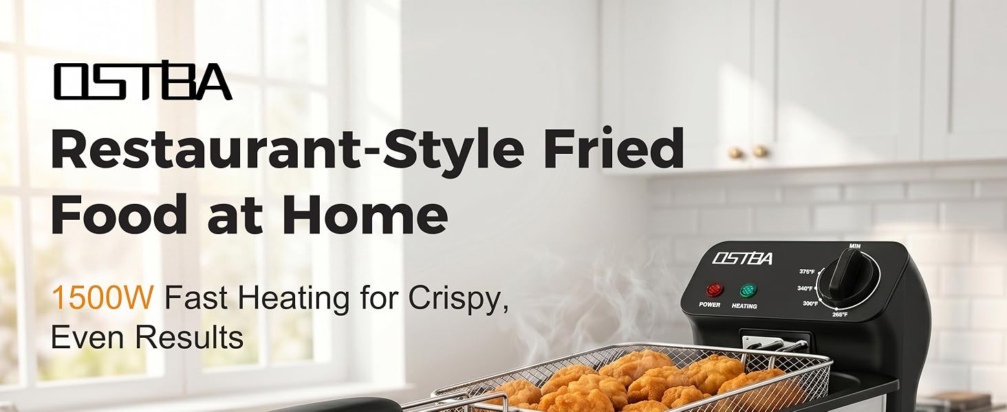 Electric Deep Fryer with Basket, 3.2QT Stainless Steel Countertop