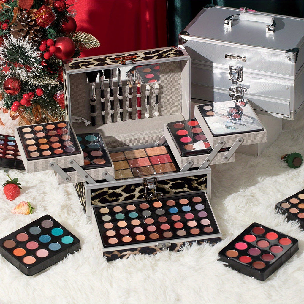 126pcs All-in-One Complete Makeup Kit with Portable Case - Professional & Beginner-Friendly Beauty Set, 126 Cosmetics & Tools (Foundation, Eyeshadow, Lipstick, Highlighter) in Leopard Print Gift Box, Ideal for Weddings/Specia Tidesmit